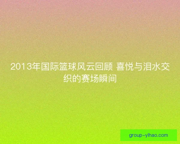 2013年国际篮球风云回顾 喜悦与泪水交织的赛场瞬间