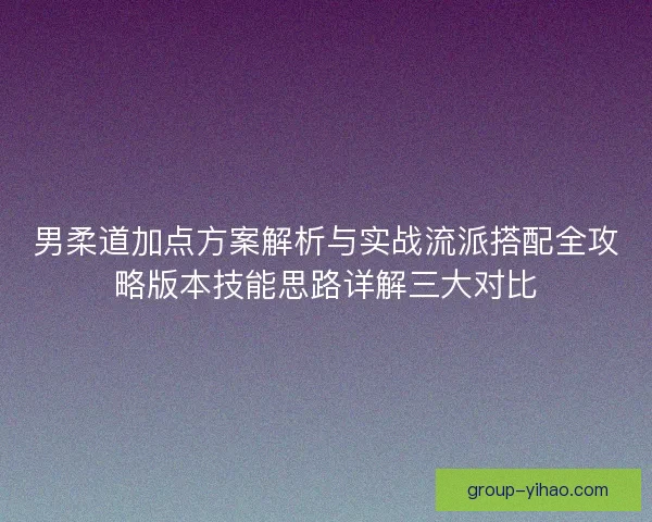 男柔道加点方案解析与实战流派搭配全攻略版本技能思路详解三大对比