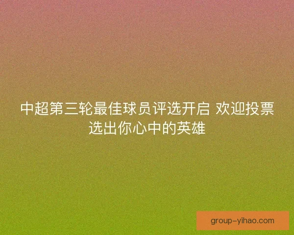 中超第三轮最佳球员评选开启 欢迎投票选出你心中的英雄 中超第三轮最佳球员评选开启 欢迎投票选出你心中的英雄